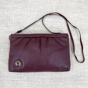 Etienne Aigner Vintage‎ 1970's Clutch, Shoulder Bag, Burgundy Leather, Exc Cond